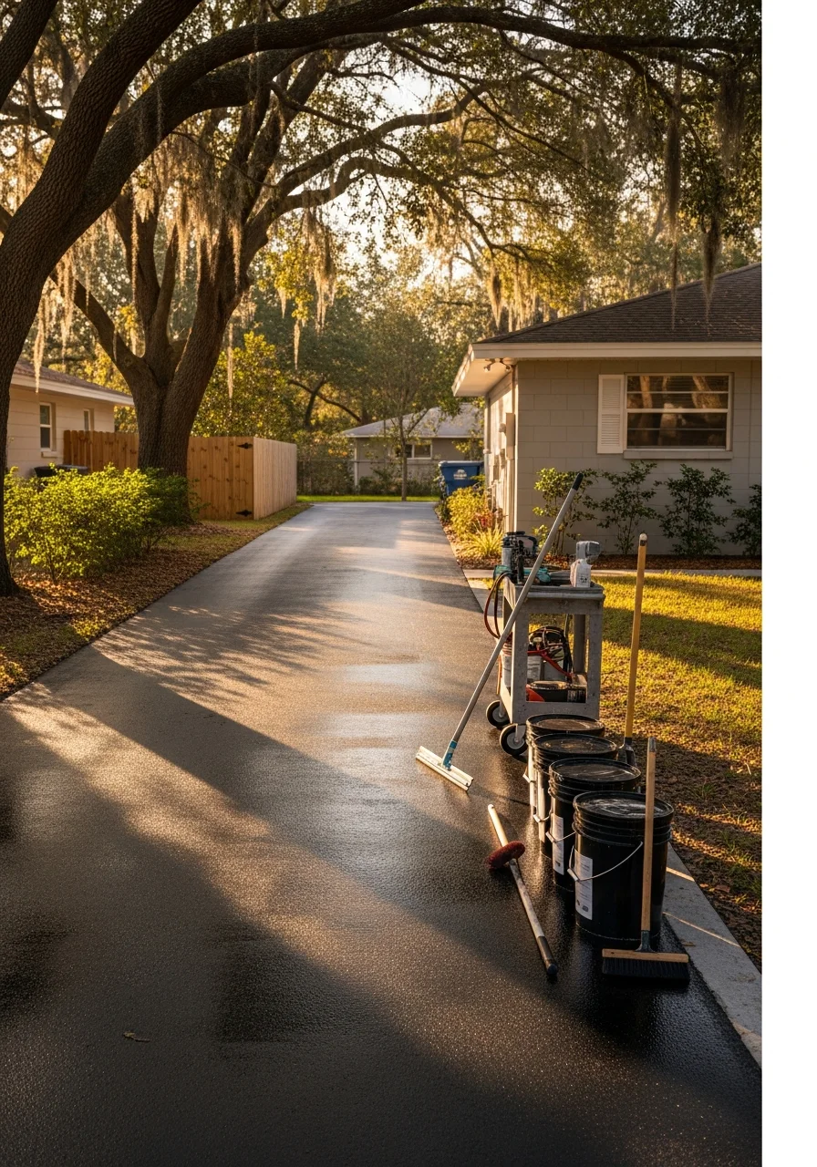 Service professional carrying equipment toward a residential property in Apopka.