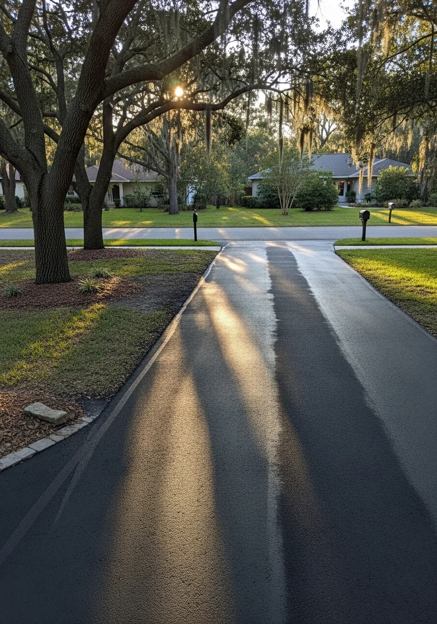 Professional service technician working on a residential property in an Orlando neighborhood.